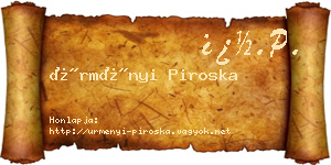 Ürményi Piroska névjegykártya